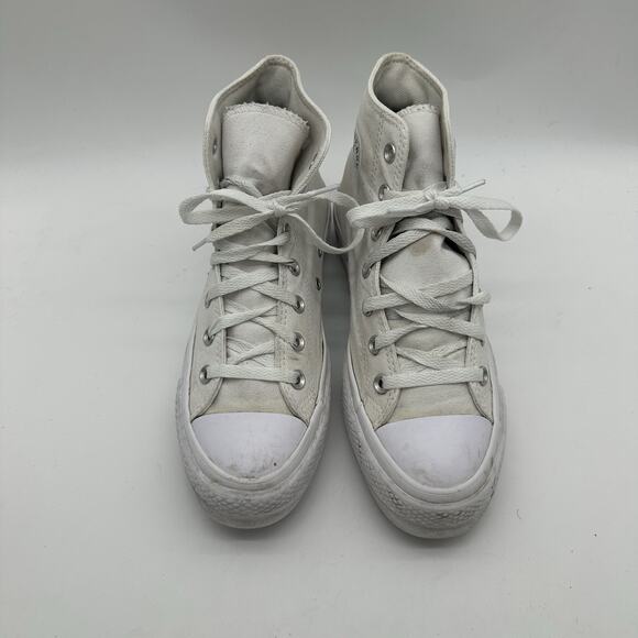 Womens Size 8 Converse Chuck Taylor All Star Platform Chucks Lift White Hi Top - Picture 3 of 9